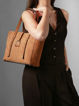 Sac Port� �paule Altesse Suede Cuir Etrier Beige altesse suede EASU088S-vue-porte