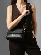 Sac Bandouli�re M Torsade Cuir Etrier Noir torsade ETOS169M-vue-porte